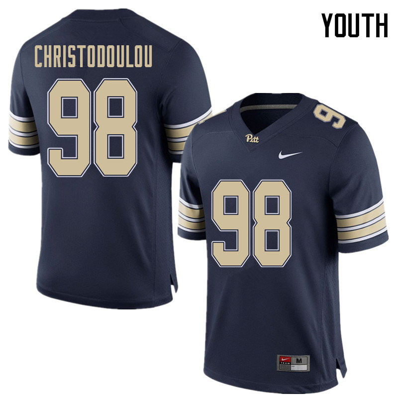 Youth #98 Kirk Christodoulou Pittsburgh Panthers College Football Jerseys Sale-Home Blue